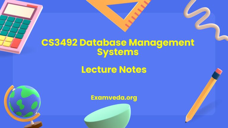 CS3492 Database Management Systems Lecture Notes