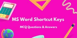 Top MS Word Shortcut Keys MCQ (Multiple Choice Questions)